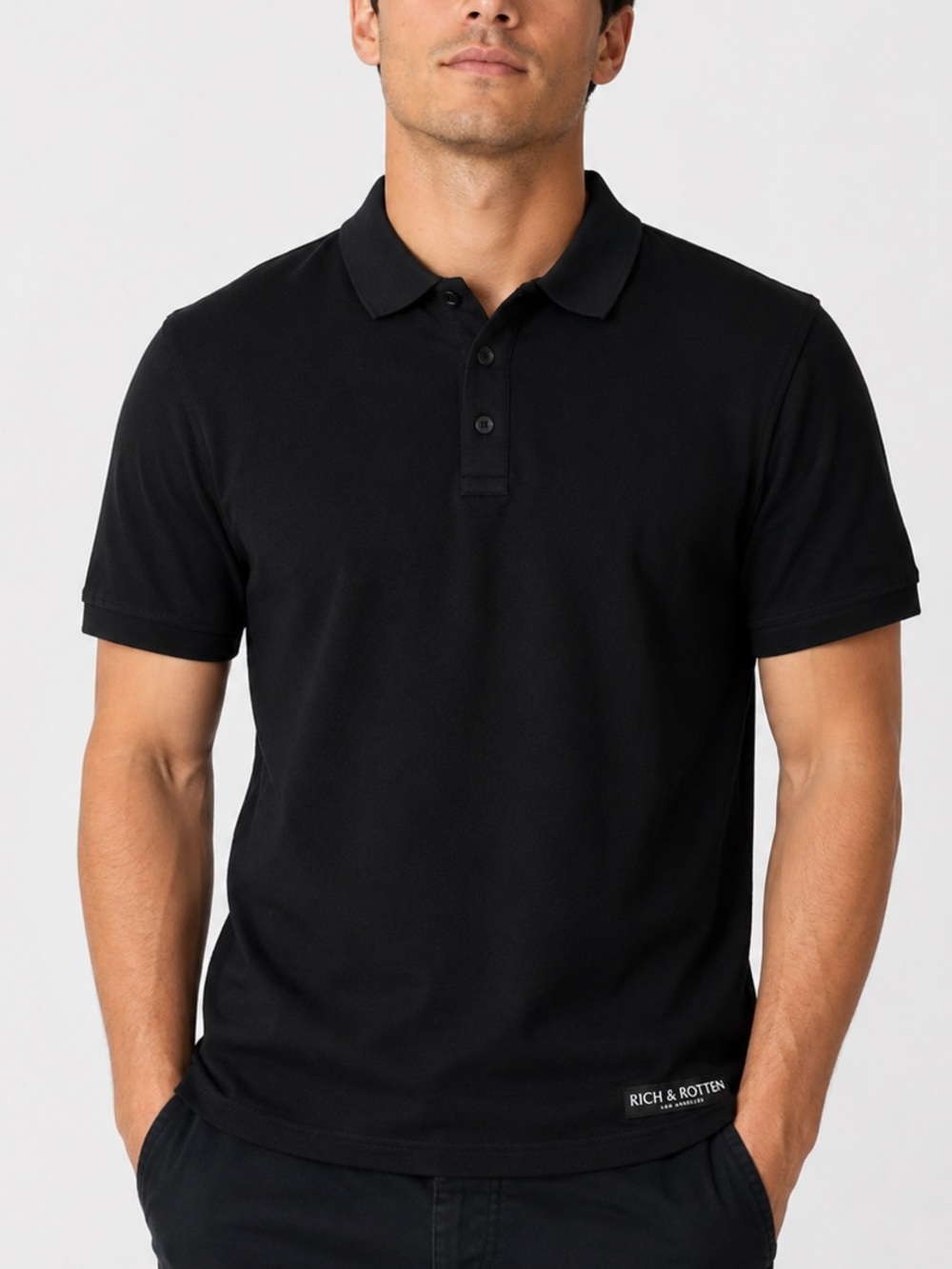 Rich & Rotten Los Angeles Men’s Black Polo Shirt Size Medium Streetwear